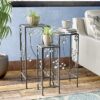 Colette Ferforje Metal Çiçeklik 3'lü Set 71 cm Siyah