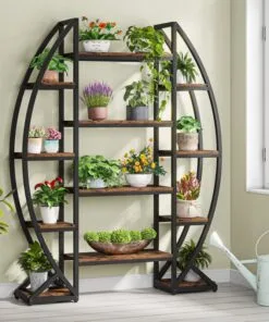 Delphine Metal 5 Raflı 170 cm Kahverengi Oval Çiçeklik
