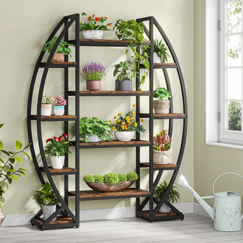 Delphine Metal 5 Raflı 170 cm Kahverengi Oval Çiçeklik