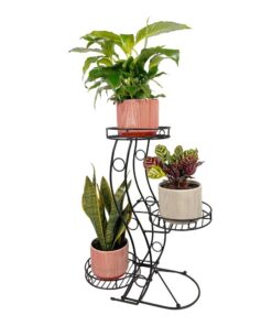 Elise Metal Çiçeklik 3 Raflı 65 cm Siyah