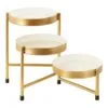 Gloss Metal Çiçeklik 3 Raflı 43 cm Gold-Beyaz