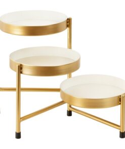 Gloss Metal Çiçeklik 3 Raflı 43 cm Gold-Beyaz