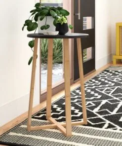 Harmoni Bambu Çiçeklik Saksı Standı 60 cm Siyah Tabla