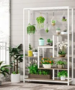 Lindo Ahşap Çiçeklik 7 Raflı 120 cm Beyaz