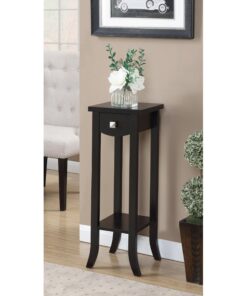 Margot Ahşap Çiçeklik Sehpa 2 Raflı 82 cm Espresso