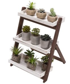 Nela Ahşap Çiçeklik 3 Raflı 57 cm Beyaz