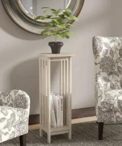 Nivara Ahşap Çiçeklik Sehpa 2 Raflı 90 cm Doğal