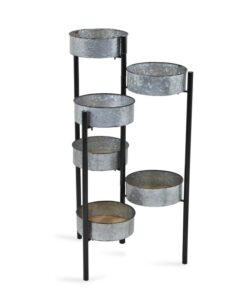 Selva Ahşap Metal Çiçeklik 6 Raflı 83 cm Gri