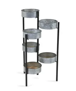Selva Ahşap Metal Çiçeklik 6 Raflı 83 cm Gri