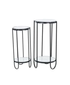 Soho Metal Saksı Standı 2’li Set 70 cm Siyah-Beyaz