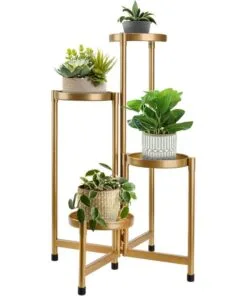 Adina Metal Çiçeklik 4 Raflı 79 cm Altın