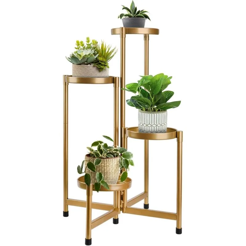 Adina Metal Çiçeklik 4 Raflı 79 cm Altın