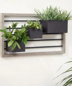 Perlino Akasya Ahşap Çiçeklik 7 Raflı 75 cm Gri