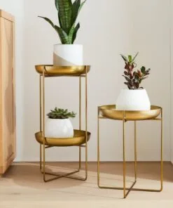 Arteza Antik Bronz Metal Çiçeklik 2 Raflı 61 cm