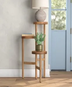 Apolline Mango Ahşap Çiçeklik 3 Raflı 88 cm Kahverengi
