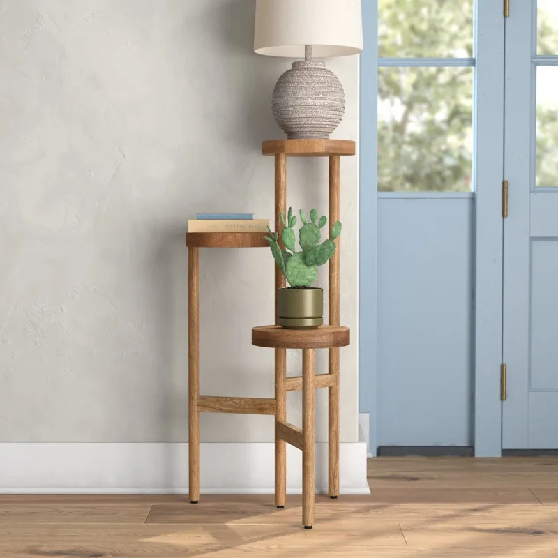 Apolline Mango Ahşap Çiçeklik 3 Raflı 88 cm Kahverengi