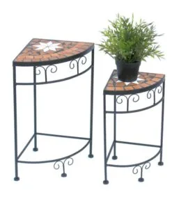 Arco Metal Köşe Çiçeklik 2 Raflı 52 cm Siyah