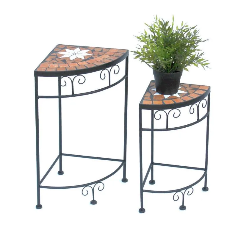 Arco Metal Köşe Çiçeklik 2 Raflı 52 cm Siyah