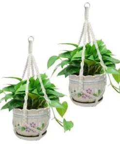 Arenzo Fildişi Rengi Cotton Makrome Saksılık 18 cm