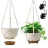 Arketto 2li 25cm Beyaz Plastik Makrome Saksılık