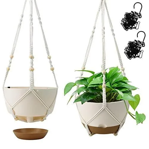 Arketto 2li 25cm Beyaz Plastik Makrome Saksılık