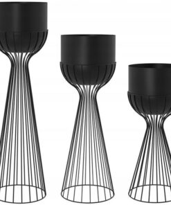 Armadio 3'lü Metal Çiçeklik 70 cm Siyah-Beyaz