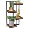 Armano 4 Raflı Metal Ahşap Çiçeklik 62 cm Siyah Meşe