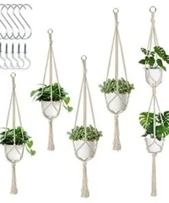 Artio 5 Raflı Pamuk Bej 137 cm Makrome Saksılık
