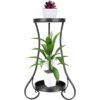 Avalon Metal Çiçeklik 2 Raflı 38 cm Siyah
