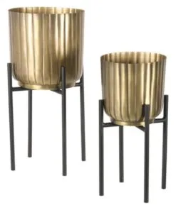 Bello Metal Çiçeklik 2 Raflı 50 cm Gold