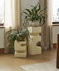 Modenza Beton Çiçeklik 1 Raflı 77 cm Gri