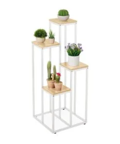 Concept Beyaz Metal Çiçeklik 4 Raflı 100 cm
