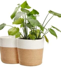 Bianco Jüt İp İkili Çiçeklik 28 cm Kahverengi