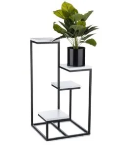 Biblio 4 Raflı Metal Çiçeklik 80 cm Beyaz