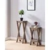 Blanche Ahşap Çiçeklik Sehpa 2 li 61 cm Fındık