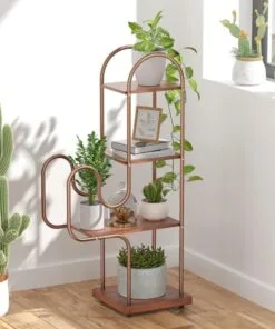 Bolsena Metal Çiçeklik 4 Raflı 82 cm Minimalist