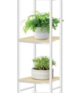 Bookenzo 3 Raflı Metal Çiçeklik Sehpa 85 cm Beyaz