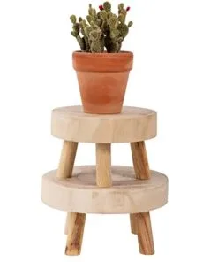Bookerio Ahşap Çiçeklik Sehpa 17 cm Bej