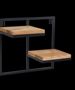Bookerio Metal-Ahşap 2 Raflı Çiçeklik 35 cm Siyah