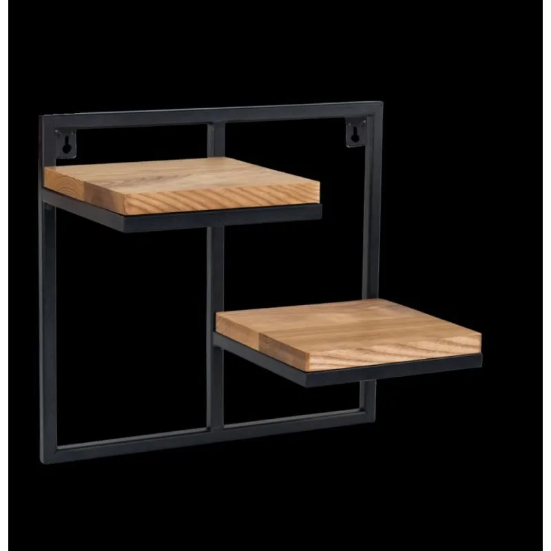 Bookerio Metal-Ahşap 2 Raflı Çiçeklik 35 cm Siyah