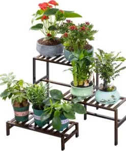 Bora Bambu 3 Raflı Merdiven Çiçeklik 40 cm
