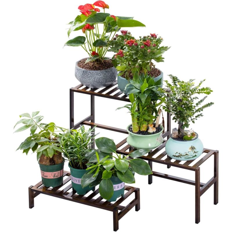 Bora Bambu 3 Raflı Merdiven Çiçeklik 40 cm