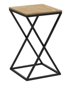 Boxia 2 Raflı Metal Ahşap Çiçeklik 40 cm Siyah Bej