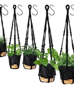 Boxia 89 76 58 cm Siyah Plastik 5 Raflı Makrome Saksılık