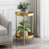 Cabinett Metal Çiçeklik 2 Raflı 60 cm Gold