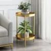 Cabinett Metal Çiçeklik 2 Raflı 60 cm Gold