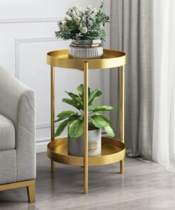 Cabinett Metal Çiçeklik 2 Raflı 60 cm Gold