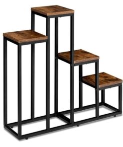 Caserio 3 Raflı Metal Çiçeklik 67 cm Siyah Meşe