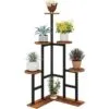 Chloe Metal ve Ahşap 4 Raflı Köşe Çiçeklik 107 cm