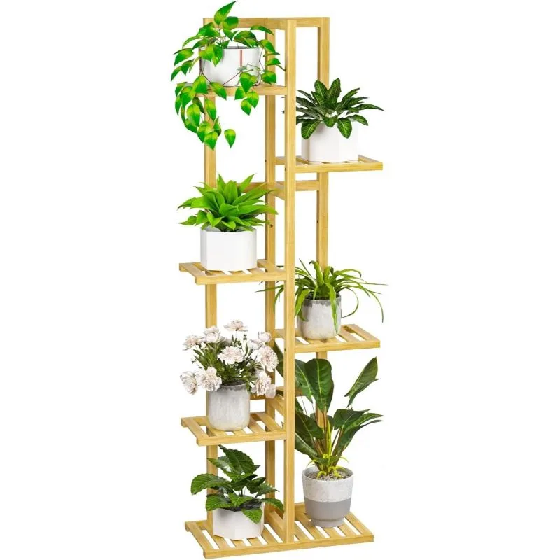 Clarissa 7 Raflı Bambu Çiçeklik 120 cm Clarissa 7 Raflı Bambu Çiçeklik 120 cm